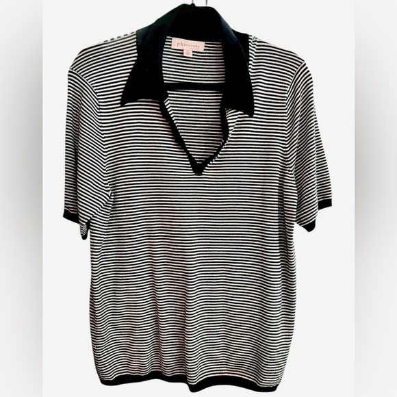 Tops - PHILOSOPHY SOFT STRIPED short sleeve SWEATER TOP, Women's Size L/G
